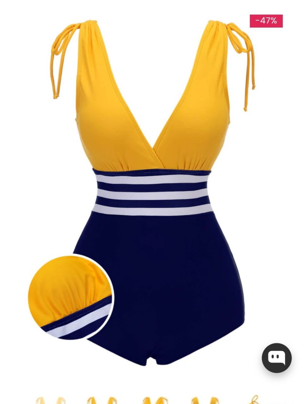 Yellow & Navy Striped Lace-Up One-Piece Swimsuit